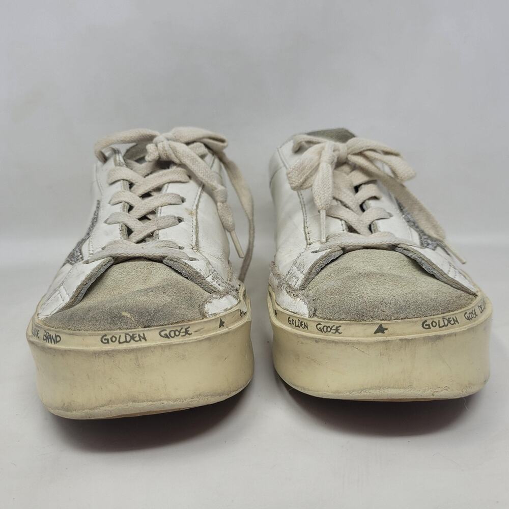 Golden Goose Hi Star Shoes Womens US8 EU38 White Leather Glitter Star Sneaker - Picture 6 of 16